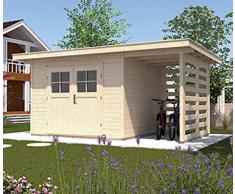 weka Gartenhaus 179 A Gr. 3, natur, 28 mm, DT, Anbau 150 cm