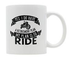 casitika Funny Ruhestand Motorrad Kaffee Tasse Geschenkidee – Ja ich habe eine Rente I PLAN to Ride 11 Oz Weiß Tasse aus Keramik.