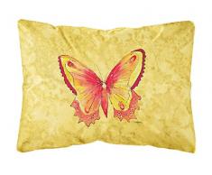 Carolines Treasures 8857PW1216 Dekokissen, Schmetterling auf gelbem Leinenstoff, groß, Mehrfarbig