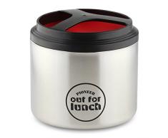 Pioneer Thermo-Speisebehälter 1 L Edelstahl Doppelwandig mit Extra Breiten Öffnung, Isolier Lunch-Box für Suppe/Essen 4 Stunden Heiß 8 Stunden Kühl Auslaufsicher BPA-Frei – Schwarz/Rot