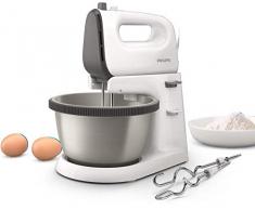 Philips HR3750/00 Daily Knetmaschine, 5 Geschwindigkeitsstufen, Edelstahlstab mit konischer Form, drehbarer Trinkbecher aus Metall, 3 l, 450 W, Weiß