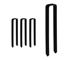 Relaxdays Erdanker 4 Stück, Befestigung Rosenbogen, U-form, groß, XXL, HBT: 30 x 6,5 x 2,5 cm, Stahl Bodenanker, schwarz