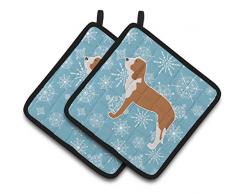 Caroline s Treasures Winter Schneeflocke Spanisch Hound Paar Topflappen bb3491pthd, 7.5hx7.5 W, multicolor