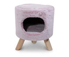 Petrebels Katzenhöhle Victoria de Luxe 45 Ice-Pink, Eleganter Stabiler Katzenhocker aus Extra weichem Plüsch mit Kissen (Waschbar), 45 cm, Farbe Eispink