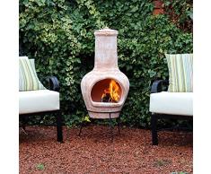 Kingfisher 105 cm groß, Terrakotta Holz Terrassenofen im Garten Möbel