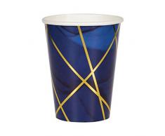 Creative Converting 343965 Paper Cups Papierbecher, Papier, Marineblau und Goldfolie