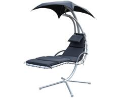 ROJAPLAST Hanging Swing Gartenschaukel mit Textilsitz, Schwarz, 112 x 213 x 183 cm