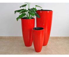 Pflanzkübel Blumenkübel Blumentopf Fiberglas rund konisch D38xH80cm hochglanz rot.