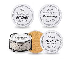 Chrider Lustige Untersetzer für Getränke, saugfähig mit Halter, 6-teiliges Set, Geschenk für Männer, Frauen, Freunde, Einweihung, Wohnzimmer-Dekoration, Geburtstag, coole Geschenkideen