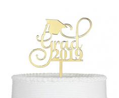 Grad 2018 Cake Topper, Graduation Kuchen topper-grad Party Dekorationen (Gold)