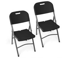 Park Alley Klappstuhl für Garten, Camping, Terrasse und Balkon, 2er-Set - 2x Gartenstuhl klappbar - Klappstühle für Indoor und Outdoor, schwarz
