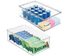 mDesign 2er-Set Kühlschrankboxen – Kühlschrank Vorratsdosen mit Klappdeckel – lebensmittelechte Aufbewahrungsboxen für Küche und Speisekammer – durchsichtig