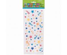 Unique Party 62003 Geschenktüten mit Stelle, 20 Stück, transparent