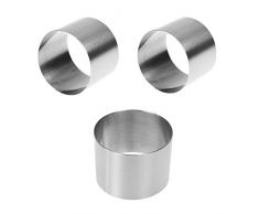ICYANG 3 Stück Edelstahl Mini Runde Lebensmittel Gebäck Ringe Mousse Kuchen Form Oberfläche Gebürstet Behandlung langlebig Anti-Fingerabdrücke verschleißfest 5,1 cm Durchmesser 3,8 cm Höhe