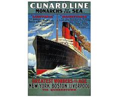Schatzmix Cunard Line Lusitania Mauretania Monarchs of The Sea dampfschiff Schiff Boot Kreuzfahrt Metal Sign deko Sign Garten Blech