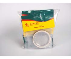Sanfor 80256 Box 100 Blister Filter + Dichtung Kaffeemaschine für 6 Tassen, 10 Stück, Aluminium, Gummi, Weiß/Silber