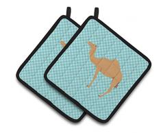 Carolines Treasures BB8098PTHD Common Strauß blau kariert dekorierter Topflappen, 19,1 x 19,1 cm, mehrfarbig Camels - Arabian Camel Dromedary 7.5HX7.5W blau