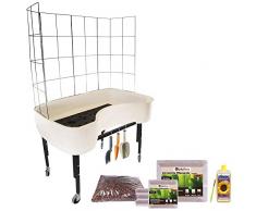 RoTaPlastes Sorglos-Set Sally Deluxe Hochbeet 118 cm beige (Hochbeet|Erde|Dünger|Feuchtigkeitsmesser)