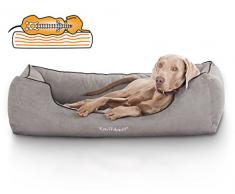 Knuffelwuff Orthopädisches Hundebett aus Velour Amelie waschbar Hunde ortho bed Hundesofa Hundekorb Hundekörbchen orthopädisch memory XXXL 155cm x 105cm Grau Übergröße für große Hunde