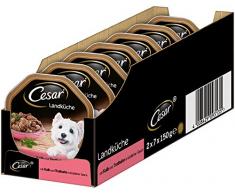 Cesar Hundefutter Nassfutter Landküche mit Kalb und Truthahn in köstlicher Sauce, 14 Schalen (14 x 150g)