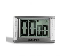SALTER Contour elektronische Küchenuhr, Digitaler Timer, Lauter Alarm, Magnetpunkte und Standbein, Einfach an Arbeitsplatte und Kühlschrank befestigen, Klares LCD Display, Lesen in Ruhe, 99min 59sek