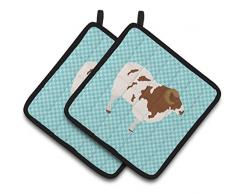 Carolines Treasures BB8098PTHD Common Strauß blau kariert dekorierter Topflappen, 19,1 x 19,1 cm, mehrfarbig Schafe - Jakobschaf 7.5HX7.5W blau