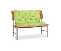 Relaxdays Bankauflage Garten, Sitzkissen & Rückenpolster, Gartenbankauflage, 2-Sitzer, HBT: 12x104x103 cm, grün/beige