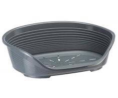 Ferplast Kunststoff Haustierkorb für Hunde und Katzen Siesta Deluxe 10, Tierkorb, Lüftungsschlitze im Boden, Rutschfest, Komfortabler hoher Rand auch als Kinnstütze, 93,5 x 68 x H 28,5 cm, grau