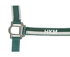 HKM Nylonhalfter mit Strick 180 cm und Karabinerhaken, grün/grau, Vollblut