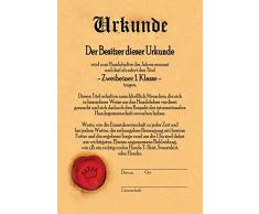 Schatzmix Urkunde - zweibeiner 1. Klasse Metal Sign deko Sign Garten Blech