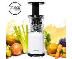 Cecotec Cecojuicer Compact Entsafter für kaltes Pressen. 45 rpm, 3 Möglichkeiten, Trommel aus Tritan, BPA-frei, Tropf-Stopp-Verschluss, 2 Saftauslässe, Sicherheitssystem, 120 W.