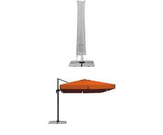 Schneider Schutzhülle für Ampelschirme, silbergrau, bis 400 cm Ø & 300x300 cm + Sonnenschirm Rhodos, terracotta, 300x300 cm quadratisch, Gestell Aluminium/Stahl, Bespannung Polyester, 23.3 kg