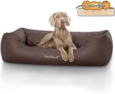 Knuffelwuff Orthopädisches Hundebett Madison aus Laser gestepptem Kunstleder waschbar Hunde ortho bed Hundesofa Hundekorb Hundekörbchen orthopädisch memory M-L 85 x 63cm Braun