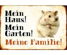 Schatzmix Mein Haus! Mein Garten! Meine Familie! Hamster Metal Sign deko Schild Blech Garten