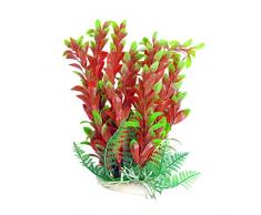 sourcingmap Kunstpflanze für Aquarien, 23,9 cm, Grün/Rot