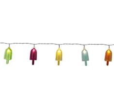 LED-Party-Kette Partylights Popsicle, Material: Kunststoff, 10 warm white LED, bunte Eis am Stiel, ca. 1,8 m, Kabel: transparent, Timer, Batterie