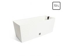 72L Pflanzkübel Blumentopf Blumenbank in Rattan-Optik Bewässerungssystem Rato Serie weiss viereckig