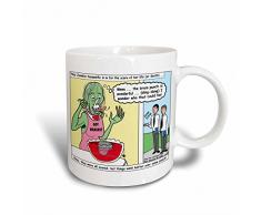 3dRose Halloween Zombie Punch and the Religious Visitors Keramiktasse, 325 ml, Weiß