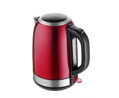 CONCEPT Hausgeräte Wasserkocher RK3243 mit 1,7 Liter Fassungsvermögen-360° rotierbar mit Wasserstandsanzeige, mit filter, rot/schwarz, Exklusives Design, Edelstahl