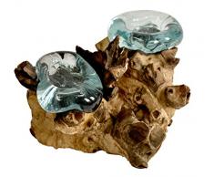 Cohasset Gifts 652-2 Cohasset Kerzenhalter, doppelt geschmolzenes Glas, Naturholz und recyceltes Holz