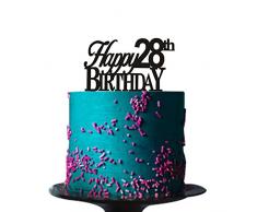 Happy 28. Geburtstag Cake Topper für 28. Birthday Cake Topper Party Dekorationen Schwarz Acryl