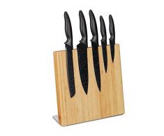 Relaxdays Messerblock magnetisch, Messerhalter aus Bambus, unbestücktes Messerbrett, universal, 27,5 x 28 x 12 cm, natur