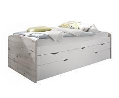 Stella Trading Nessi Bett, Holz, sandeiche / weiÃ, 206 x 96 x 64 cm