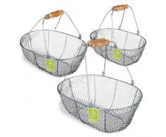 Esschert Design Drahtkörbe, 3-er Set, Silber, W2026