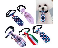 SIPLIV Fliege für Haustiere, mit Kleiner Glocke, verstellbar, Krawatte und Halsband für Katzen, 5 Stück