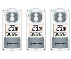 Bresser Solar Fenster Thermometer mit Saugnapf für Innen und Außen, 3er Set