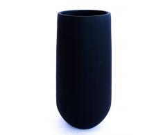 Pflanzkübel Blumenkübel Blumentopf Fiberglas rund konisch D40xH80cm elegant schwarz-matt.