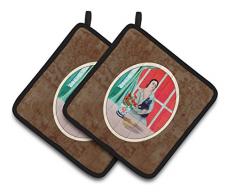 Caroline s Treasures Lady mit ihr Schipperke Paar Topflappen 7269pthd, 7.5hx7.5 W, multicolor