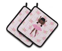 Caroline s Treasures Ballerina African American Langes Haar Paar Topflappen, 7.5hx7.5 W, multicolor