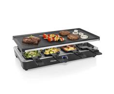 Tristar RA-2724 Raclette, Tischgrill, Partygrill für bis zu 8 Personen, wechselbare, geriffelt und Glatte Grillplatte, 1400, Kunststoff, Schwarz